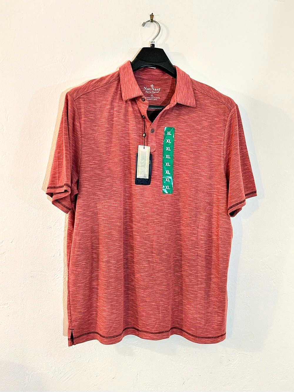 Nat Nast Men's Rayon Polo in Red XL NWT